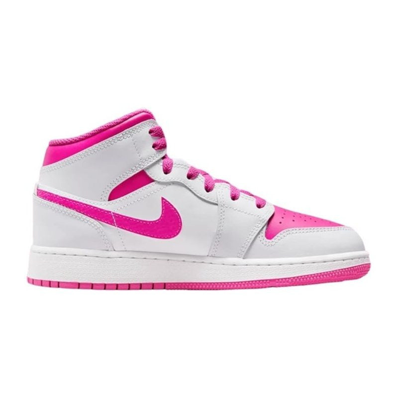 Jordan Air 1 Mid Grade School Iris Whisper/Fire Pink-White