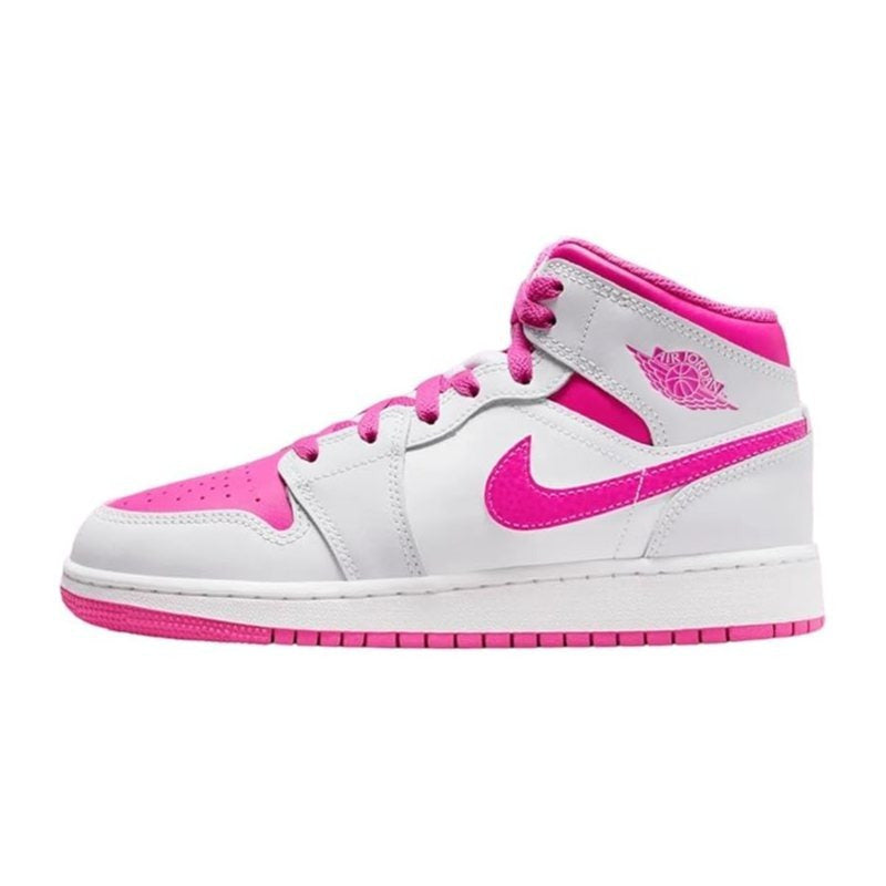 Jordan Air 1 Mid Grade School Iris Whisper/Fire Pink-White