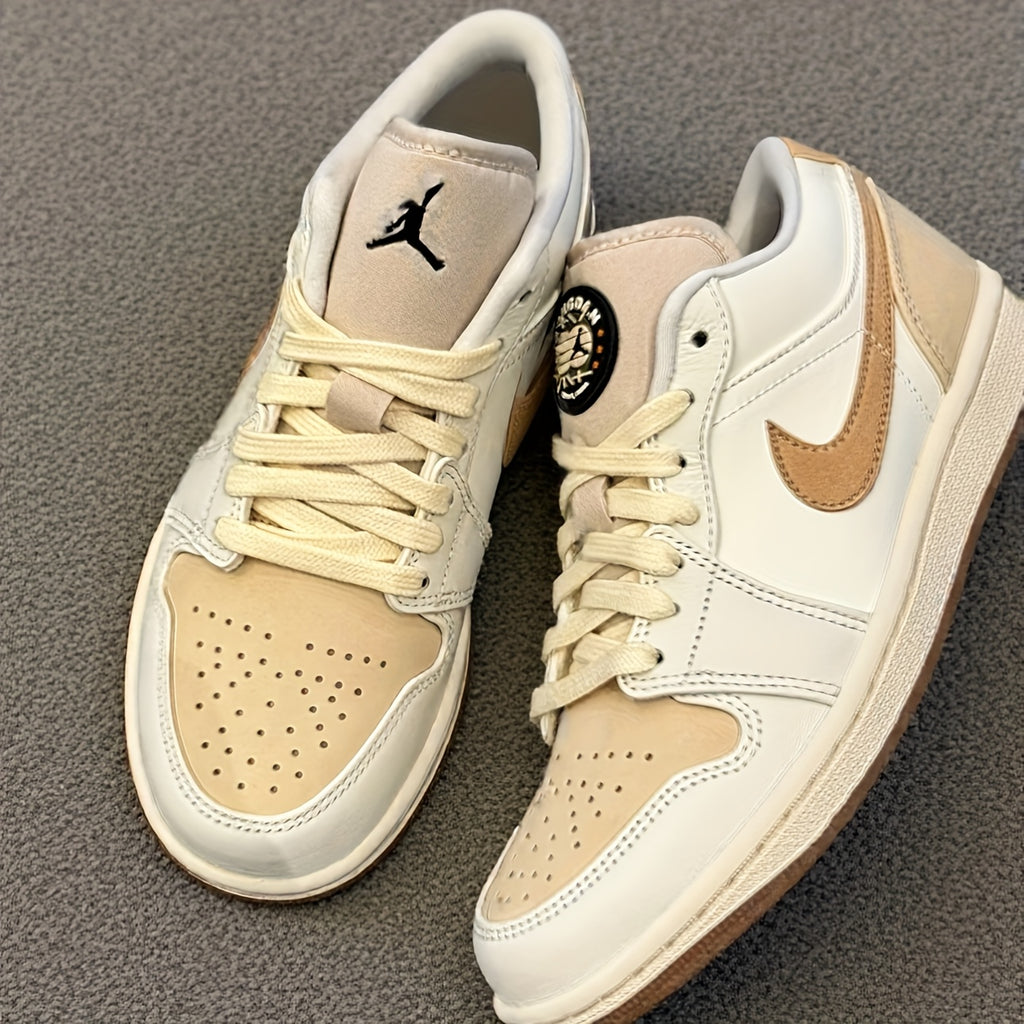 Jordan Air Jordan 1 Low Dongdan Men's Low - top Retro Basketball Shoes. Soft and comfortable, with excellent slip - resistance and wear - resistance. In white and brown colorway, Style Code: IB8855 - 121