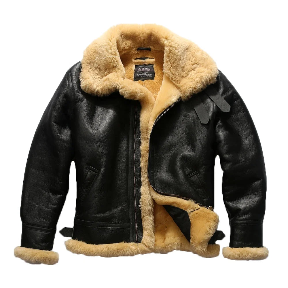 Hot Selling Custom Cool Style Best Quality New Arrival Fashionable Unisex Sheepskin Fur Coats Winter B3 Bomber Leather Jackets