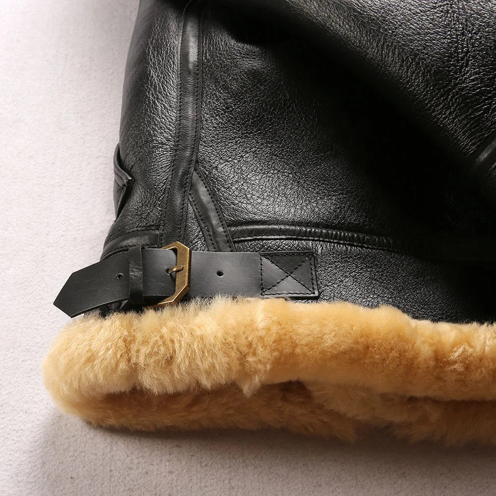 Hot Selling Custom Cool Style Best Quality New Arrival Fashionable Unisex Sheepskin Fur Coats Winter B3 Bomber Leather Jackets