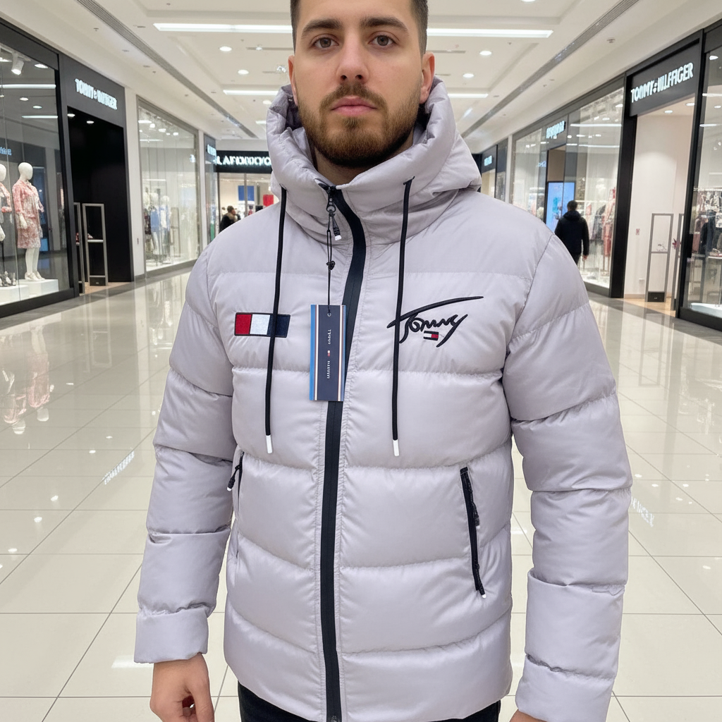 Geacă Tommy Hilfiger, Bărbați Alb