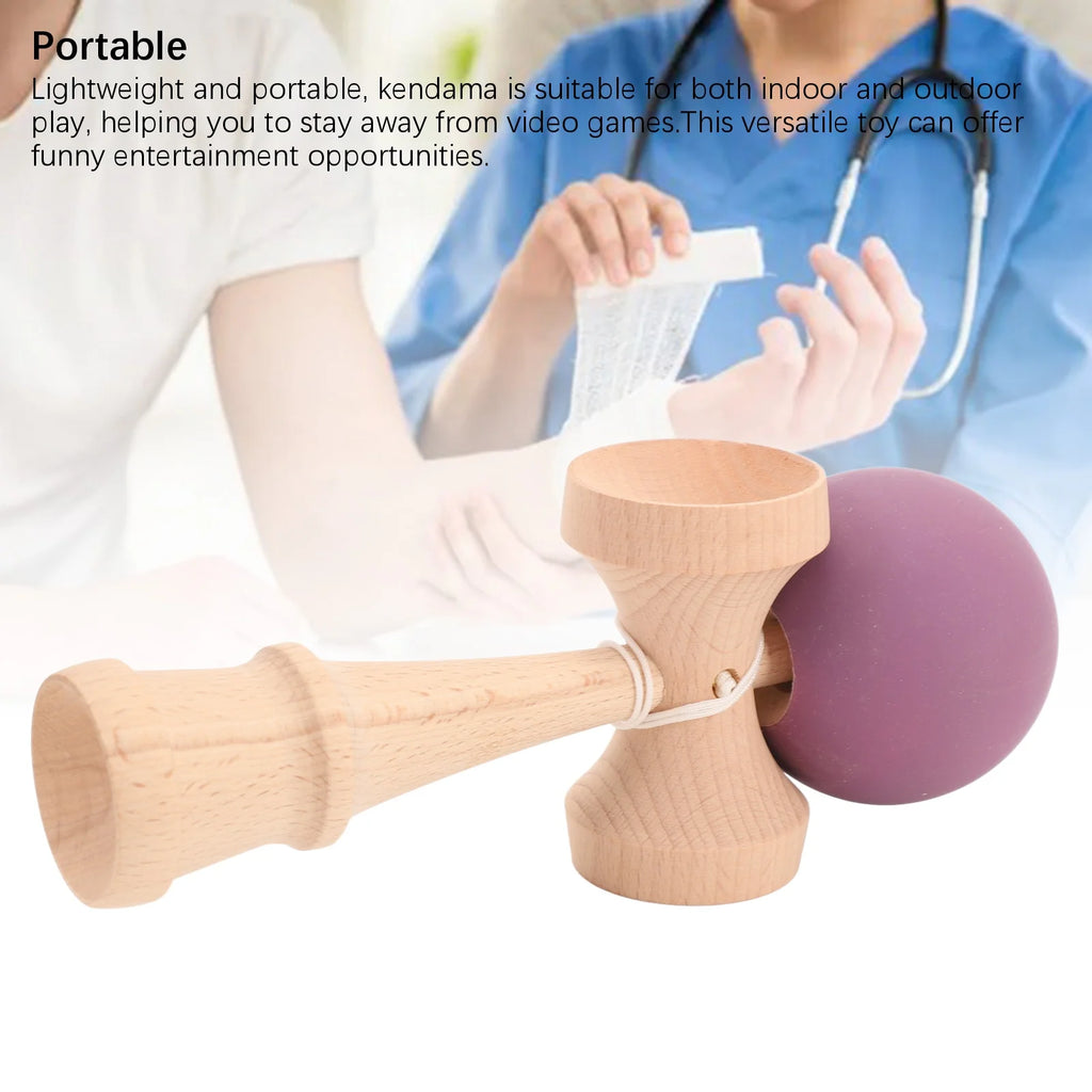 Kendama Wooden Portable Kendama Beech wood Improves Hand Eye Coordination with String for Indoor and Outdoor Wooden Kendama