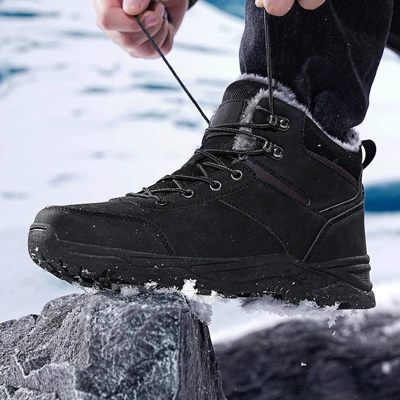 Male Boots Outdoor Non-Slip Hiking Boots Thickened Velvet Snow Boots Winter Boots Men Waterproof Snow Shoes For Man Good Quality