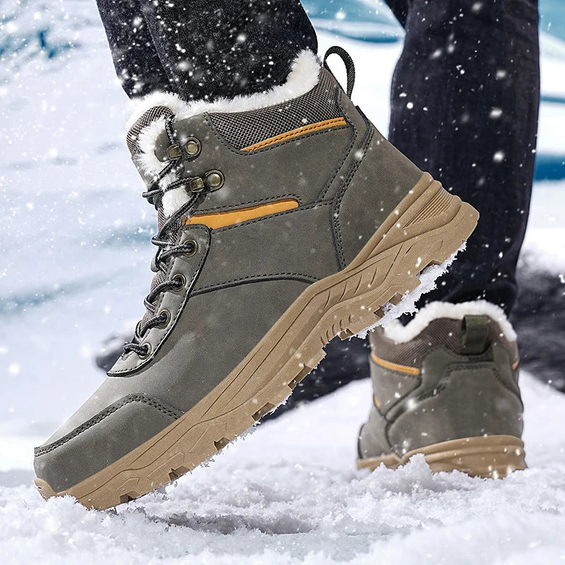 Male Boots Outdoor Non-Slip Hiking Boots Thickened Velvet Snow Boots Winter Boots Men Waterproof Snow Shoes For Man Good Quality