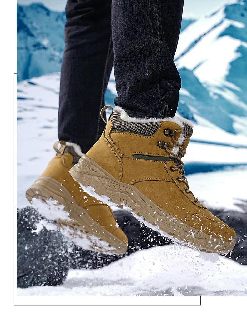 Male Boots Outdoor Non-Slip Hiking Boots Thickened Velvet Snow Boots Winter Boots Men Waterproof Snow Shoes For Man Good Quality