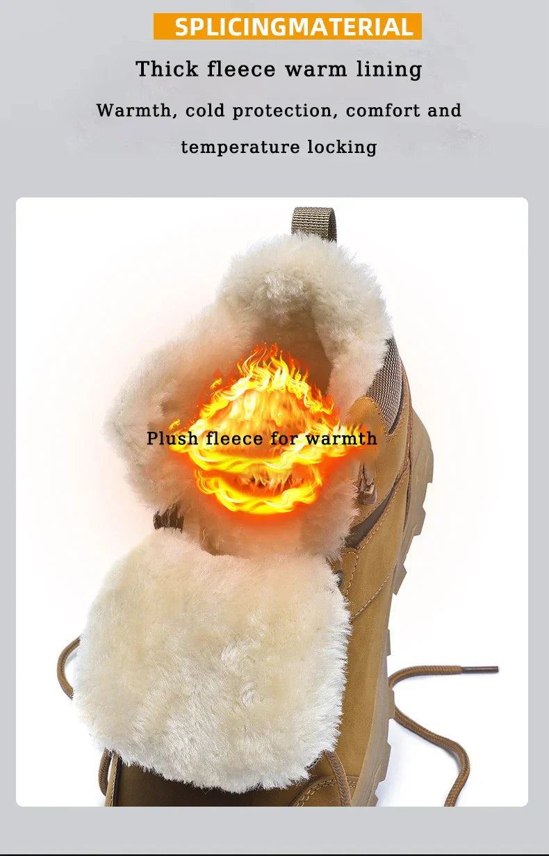 Male Boots Outdoor Non-Slip Hiking Boots Thickened Velvet Snow Boots Winter Boots Men Waterproof Snow Shoes For Man Good Quality