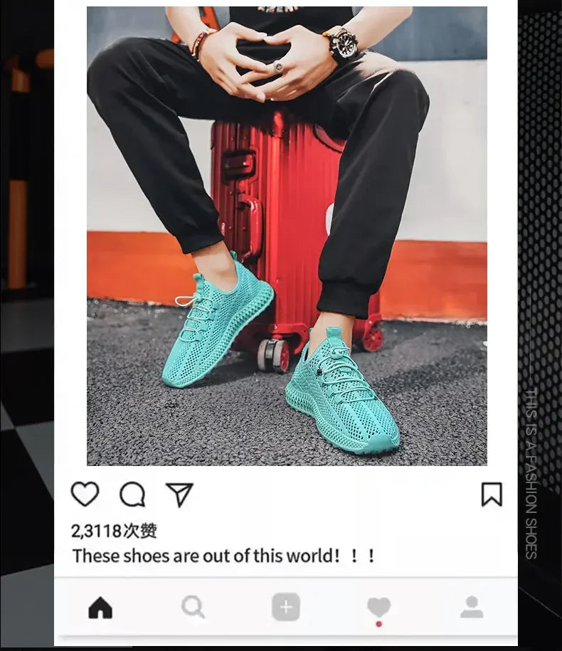 Summer Men Sports Shoes Mesh Breathable Casual Shoes 2024 New Outdoor Large Jogging Sports Shoes Men Vulcanized Shoes
