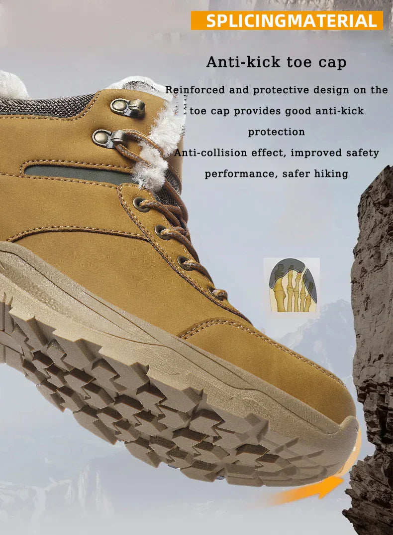 Male Boots Outdoor Non-Slip Hiking Boots Thickened Velvet Snow Boots Winter Boots Men Waterproof Snow Shoes For Man Good Quality