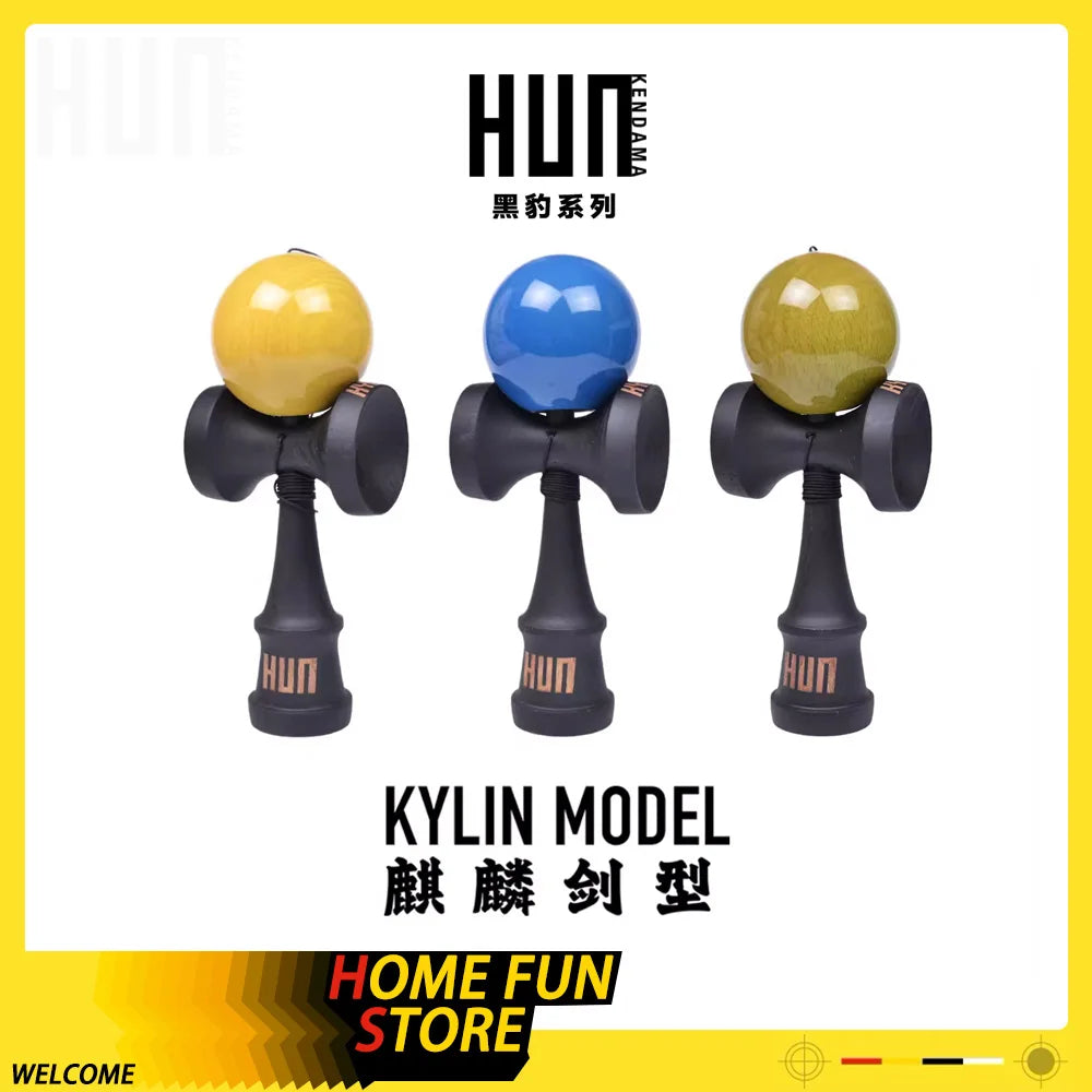 Spot Goods Hun Kendama Novice Beginners Kylin Model Viscous Paint Customized Professional Competitive Competition Kendama Gifts