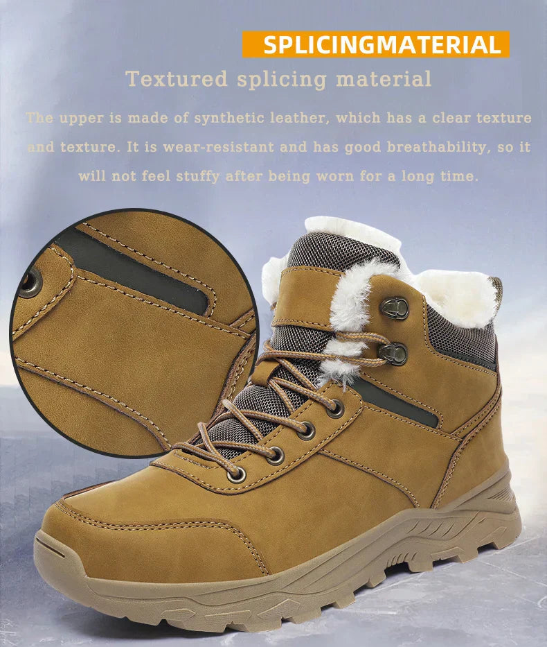 Male Boots Outdoor Non-Slip Hiking Boots Thickened Velvet Snow Boots Winter Boots Men Waterproof Snow Shoes For Man Good Quality