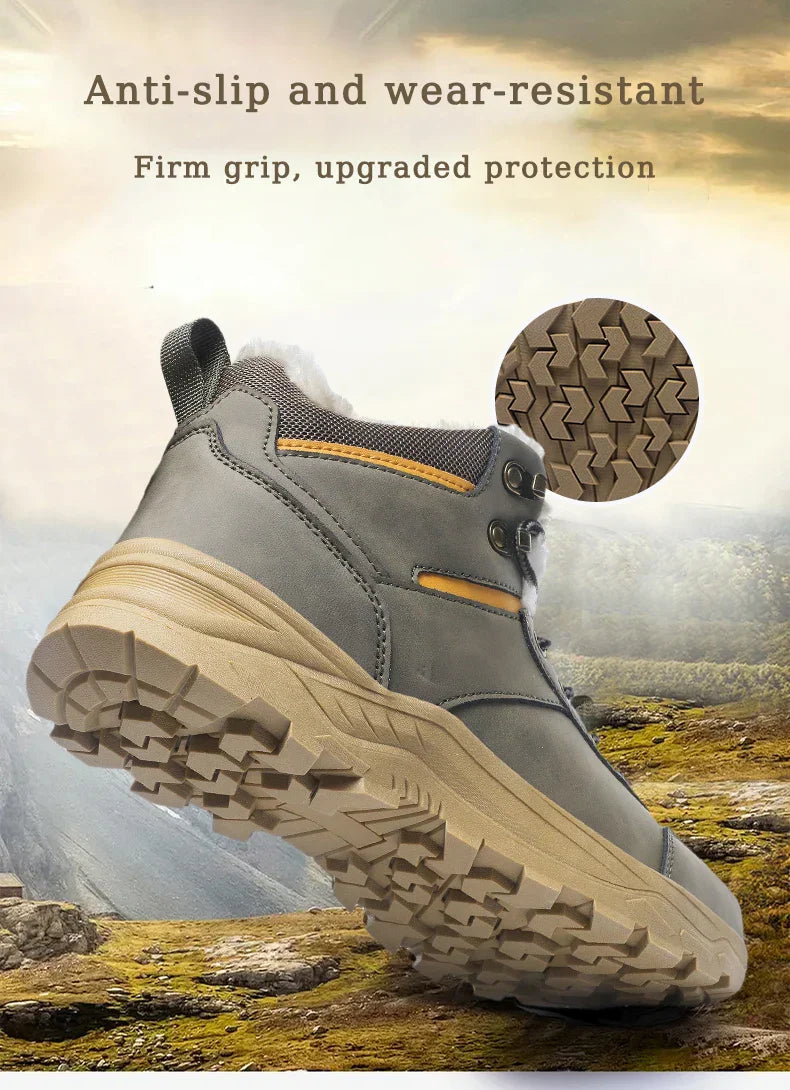 Male Boots Outdoor Non-Slip Hiking Boots Thickened Velvet Snow Boots Winter Boots Men Waterproof Snow Shoes For Man Good Quality