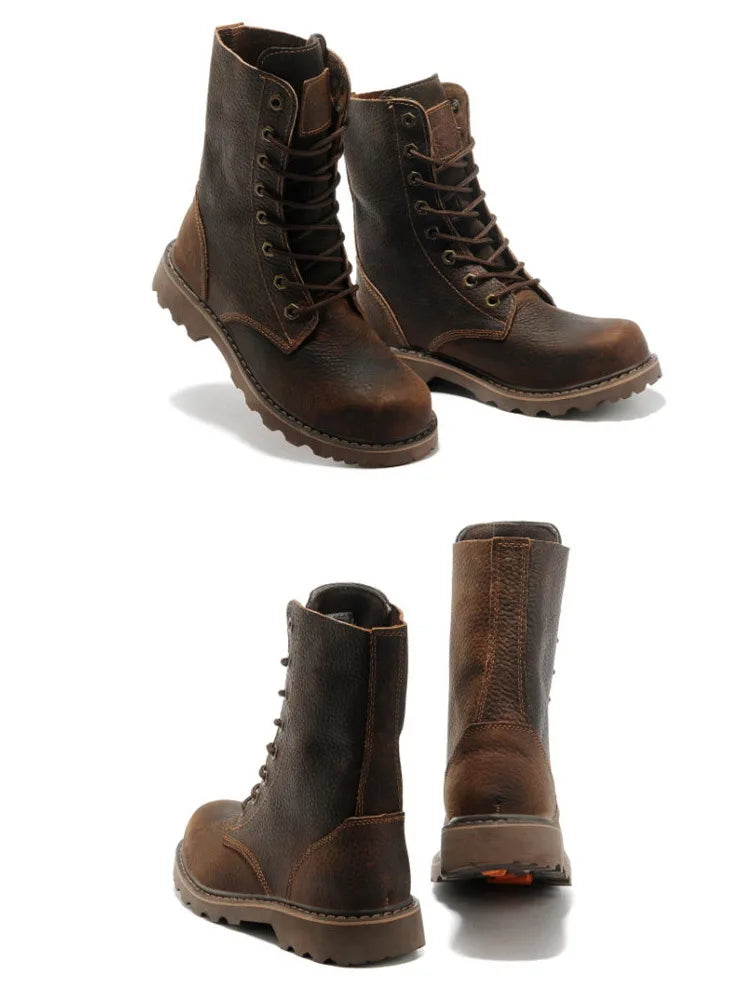 2023 New Outdoors Men Western Boots Vintage Cowboy Boots Male Lightweight Comfort Knight Boots Autumn Winter Shoes Large Size