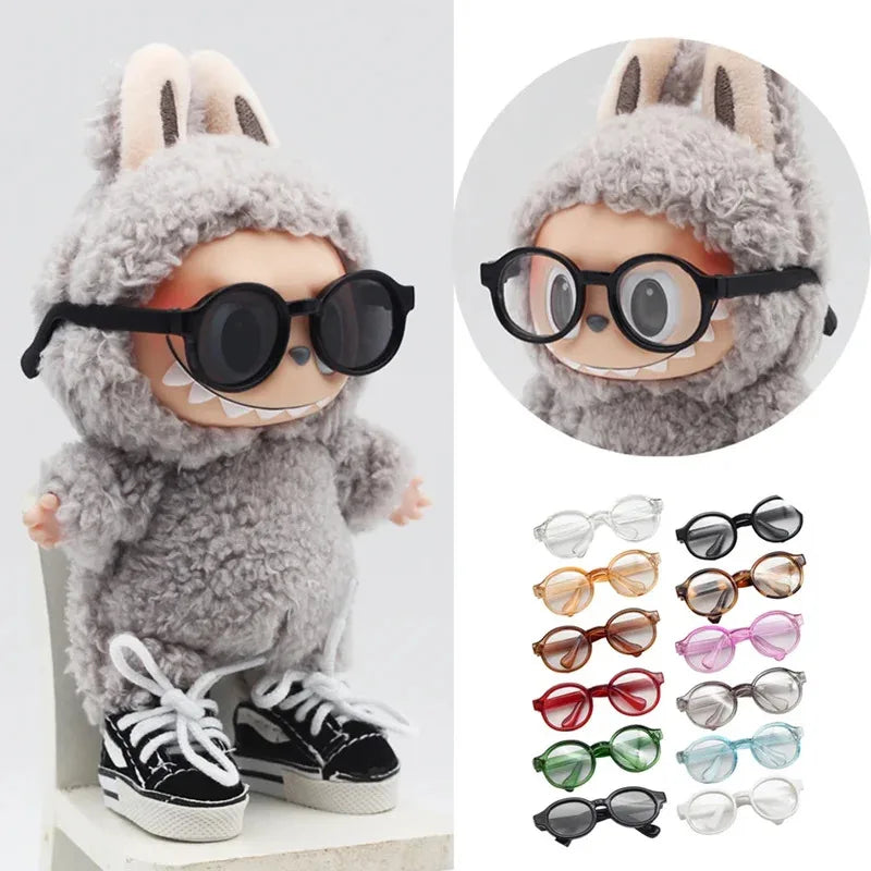 Labubu 6.5cm Transparent Plastic Glasses for 1/8 1/6 1/3 1/4 BJD for Labubu MSD Plush For EXO Doll Sunglasses