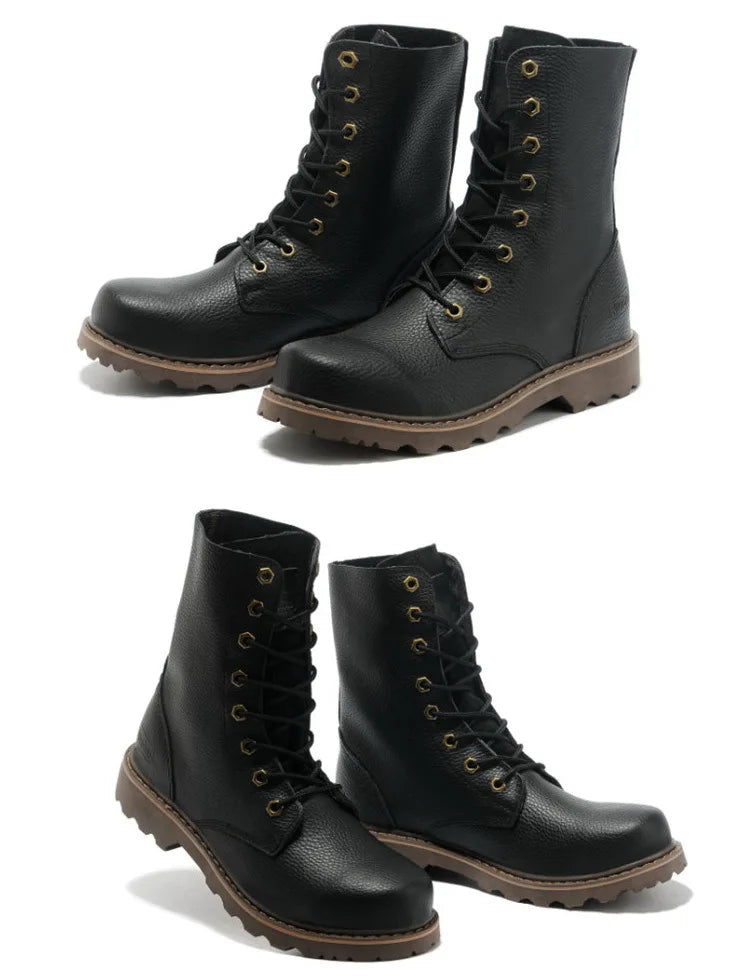 2023 New Outdoors Men Western Boots Vintage Cowboy Boots Male Lightweight Comfort Knight Boots Autumn Winter Shoes Large Size