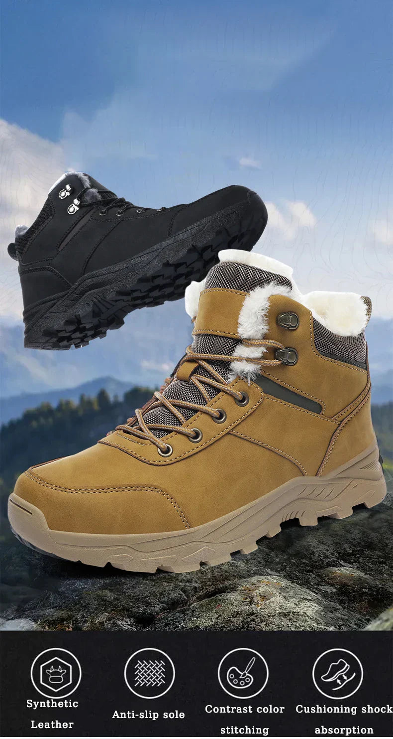 Male Boots Outdoor Non-Slip Hiking Boots Thickened Velvet Snow Boots Winter Boots Men Waterproof Snow Shoes For Man Good Quality