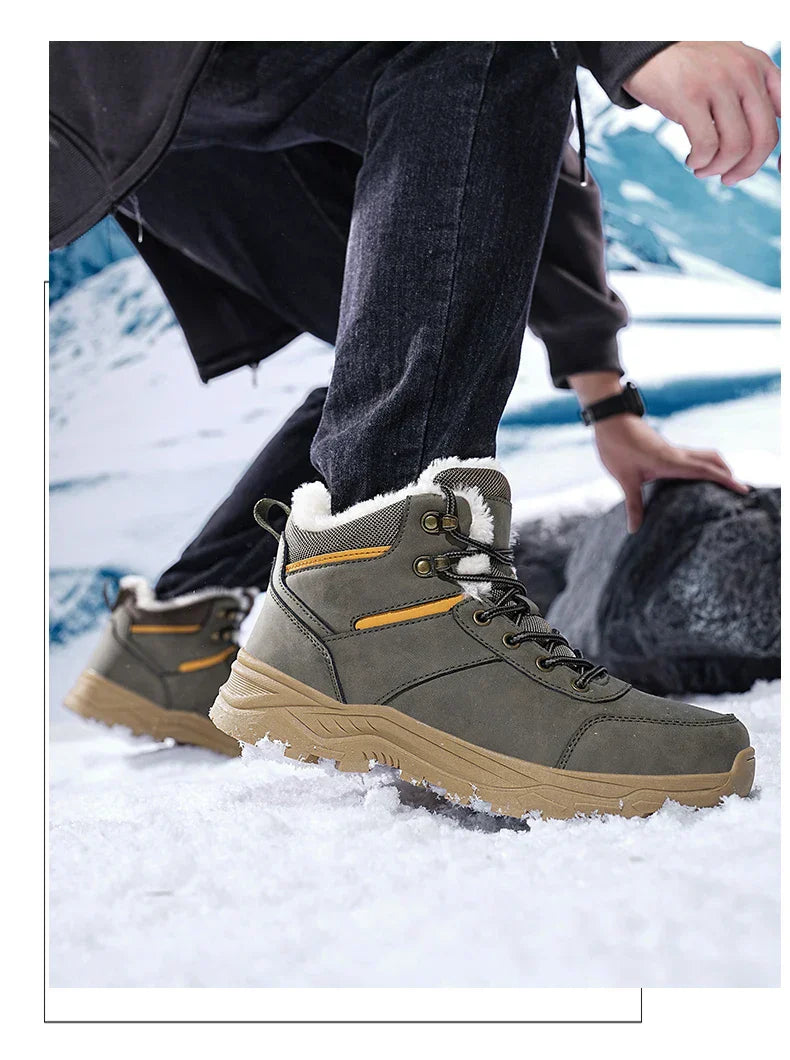 Male Boots Outdoor Non-Slip Hiking Boots Thickened Velvet Snow Boots Winter Boots Men Waterproof Snow Shoes For Man Good Quality