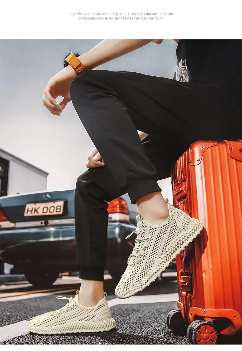 Summer Men Sports Shoes Mesh Breathable Casual Shoes 2024 New Outdoor Large Jogging Sports Shoes Men Vulcanized Shoes