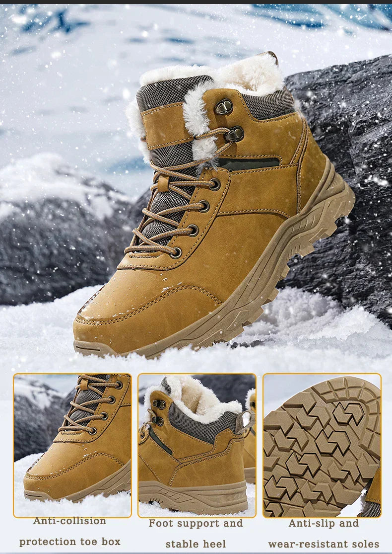 Male Boots Outdoor Non-Slip Hiking Boots Thickened Velvet Snow Boots Winter Boots Men Waterproof Snow Shoes For Man Good Quality