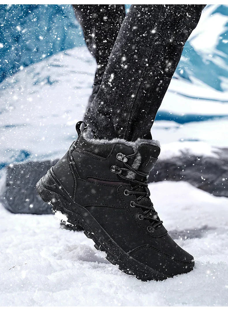 Male Boots Outdoor Non-Slip Hiking Boots Thickened Velvet Snow Boots Winter Boots Men Waterproof Snow Shoes For Man Good Quality