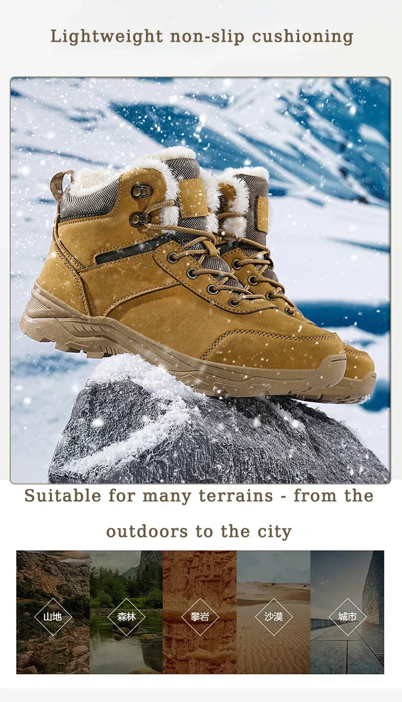 Male Boots Outdoor Non-Slip Hiking Boots Thickened Velvet Snow Boots Winter Boots Men Waterproof Snow Shoes For Man Good Quality