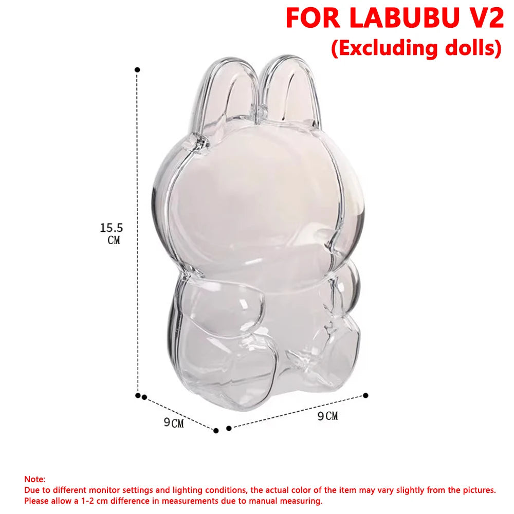 For LABUBU Protector Case Protection Cover V1 V2 Pendant Doll Storage Box Anti Dust Case For Labubu Clear Case Doll Accessories