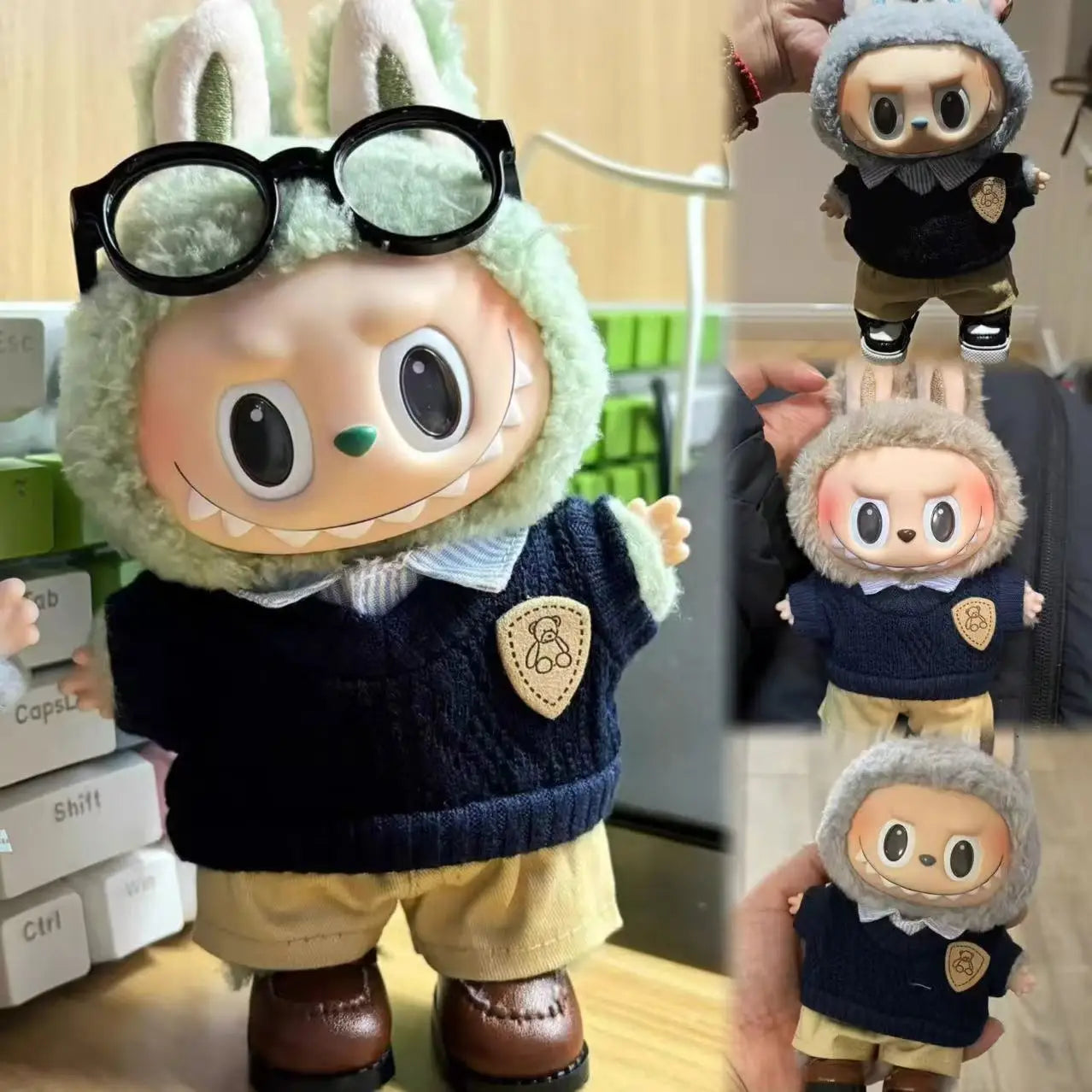 Labubu 17cm Clothes Outfit Accessories For The Monster Dolls Clothing Kid Gift Shirt Sweater Pants Shoes Student Uniforms