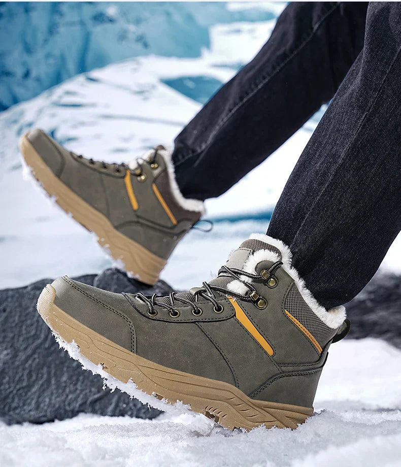 Male Boots Outdoor Non-Slip Hiking Boots Thickened Velvet Snow Boots Winter Boots Men Waterproof Snow Shoes For Man Good Quality