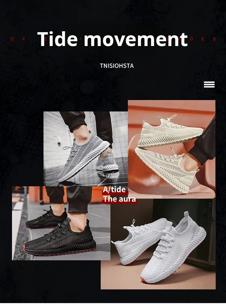 Summer Men Sports Shoes Mesh Breathable Casual Shoes 2024 New Outdoor Large Jogging Sports Shoes Men Vulcanized Shoes