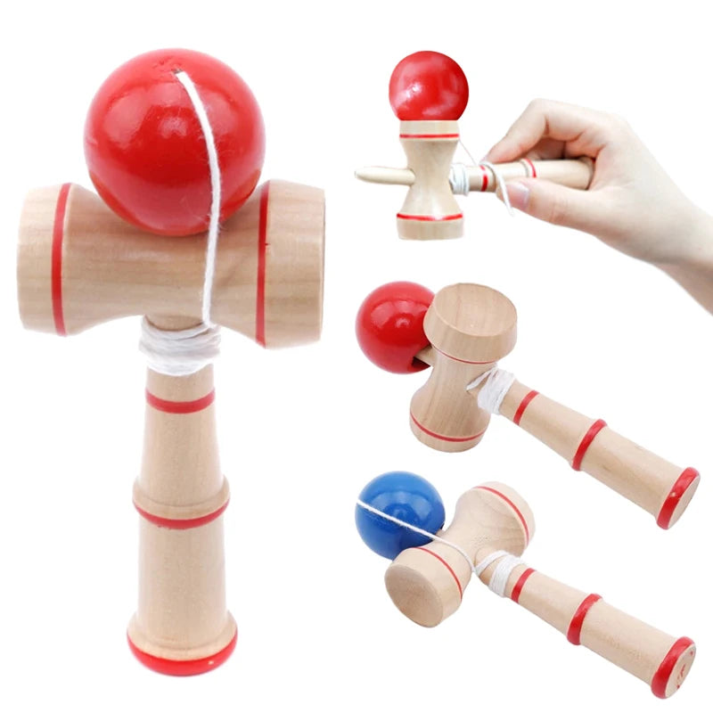 1pc Wooden Kendama Japanese Wrist Training Props Red / Blue Exercise Agility And Flexibility Portable Fitness Equipment TMZ