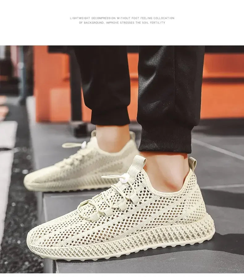 Summer Men Sports Shoes Mesh Breathable Casual Shoes 2024 New Outdoor Large Jogging Sports Shoes Men Vulcanized Shoes