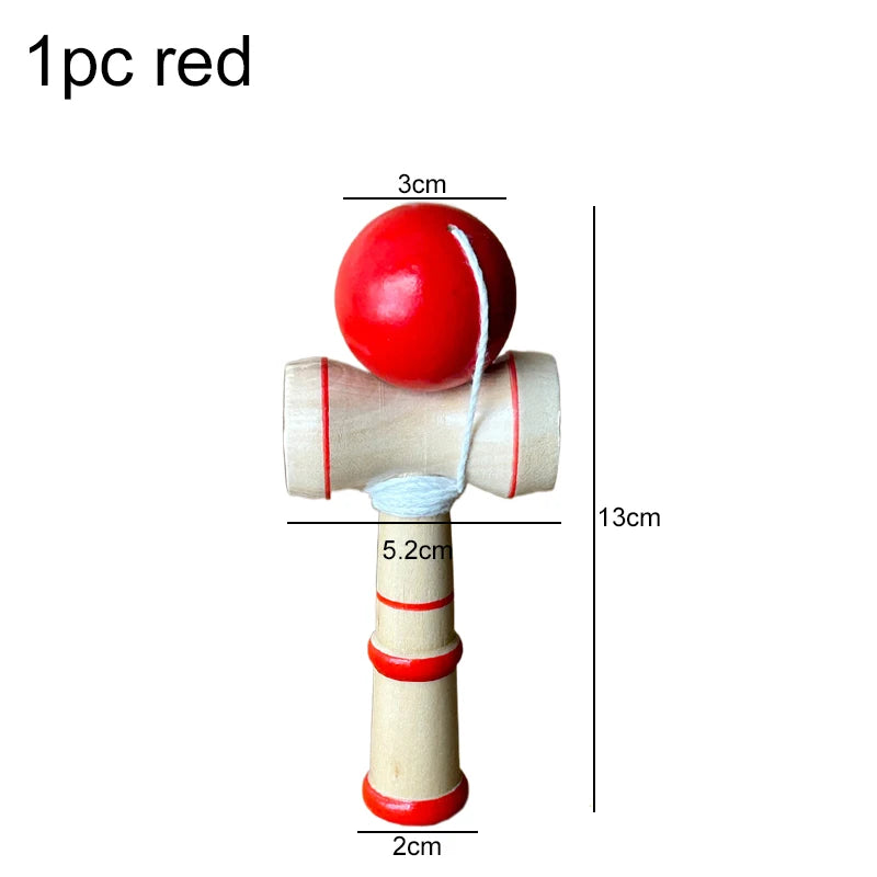 1pc Wooden Kendama Japanese Wrist Training Props Red / Blue Exercise Agility And Flexibility Portable Fitness Equipment TMZ