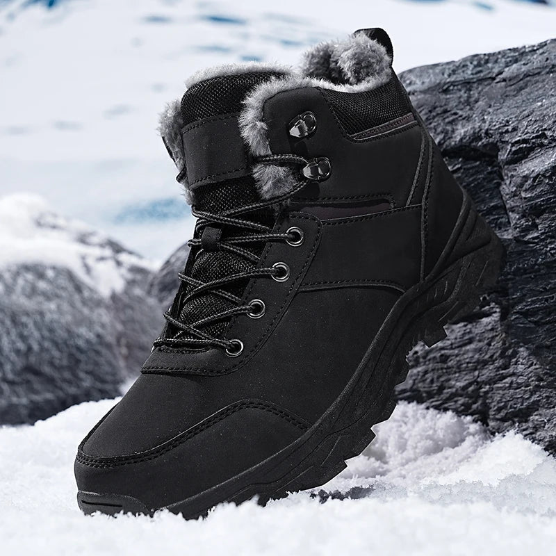 Male Boots Outdoor Non-Slip Hiking Boots Thickened Velvet Snow Boots Winter Boots Men Waterproof Snow Shoes For Man Good Quality