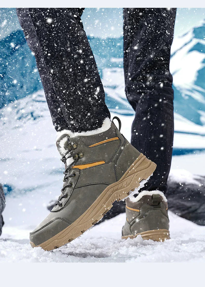 Male Boots Outdoor Non-Slip Hiking Boots Thickened Velvet Snow Boots Winter Boots Men Waterproof Snow Shoes For Man Good Quality