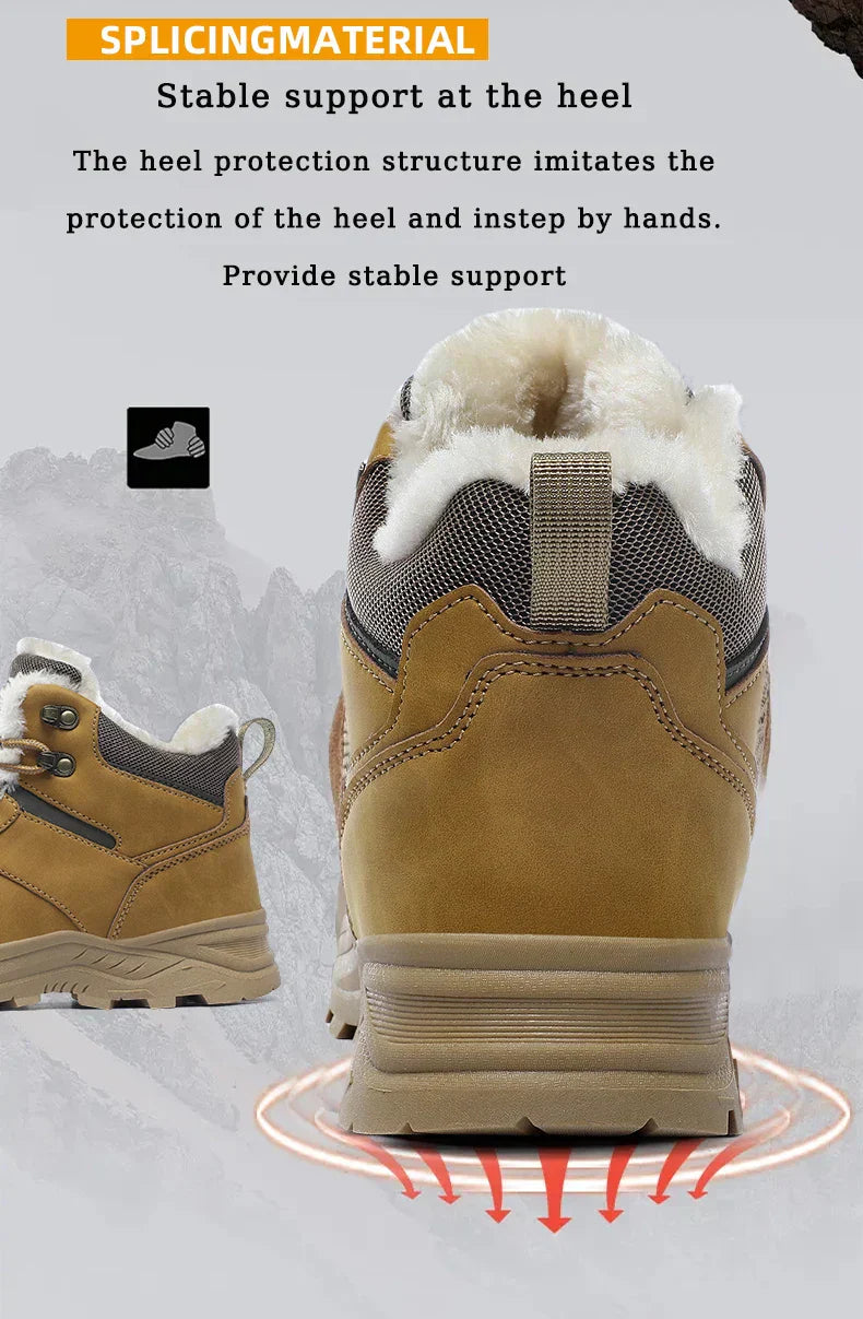 Male Boots Outdoor Non-Slip Hiking Boots Thickened Velvet Snow Boots Winter Boots Men Waterproof Snow Shoes For Man Good Quality