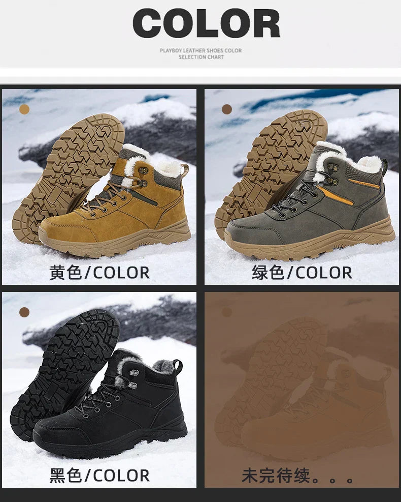 Male Boots Outdoor Non-Slip Hiking Boots Thickened Velvet Snow Boots Winter Boots Men Waterproof Snow Shoes For Man Good Quality