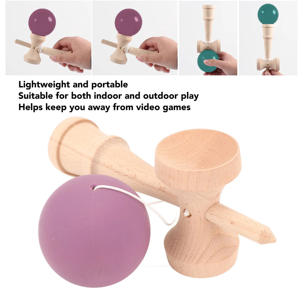 Kendama Wooden Portable Kendama Beech wood Improves Hand Eye Coordination with String for Indoor and Outdoor Wooden Kendama