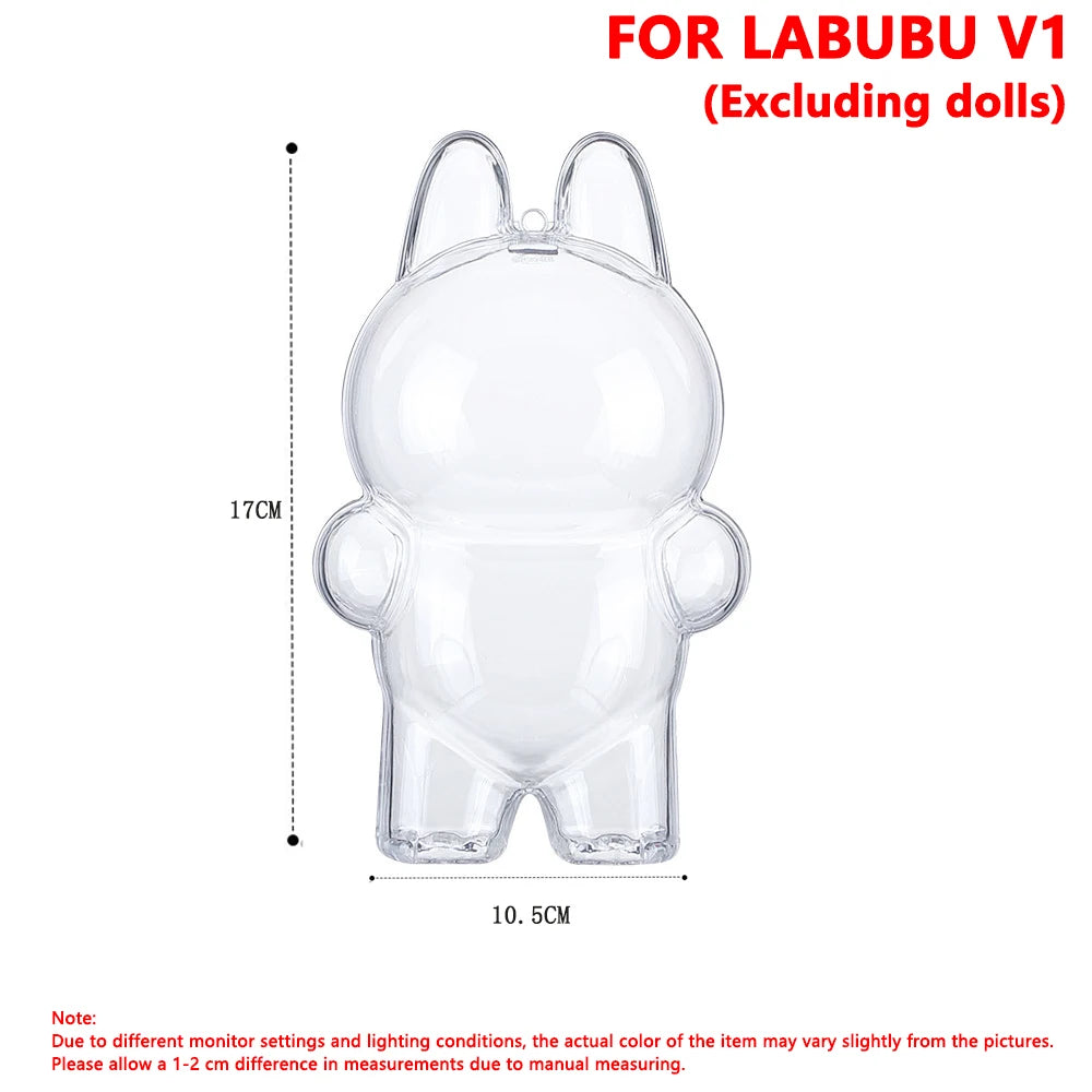 For LABUBU Protector Case Protection Cover V1 V2 Pendant Doll Storage Box Anti Dust Case For Labubu Clear Case Doll Accessories
