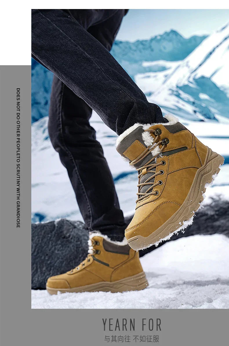Male Boots Outdoor Non-Slip Hiking Boots Thickened Velvet Snow Boots Winter Boots Men Waterproof Snow Shoes For Man Good Quality