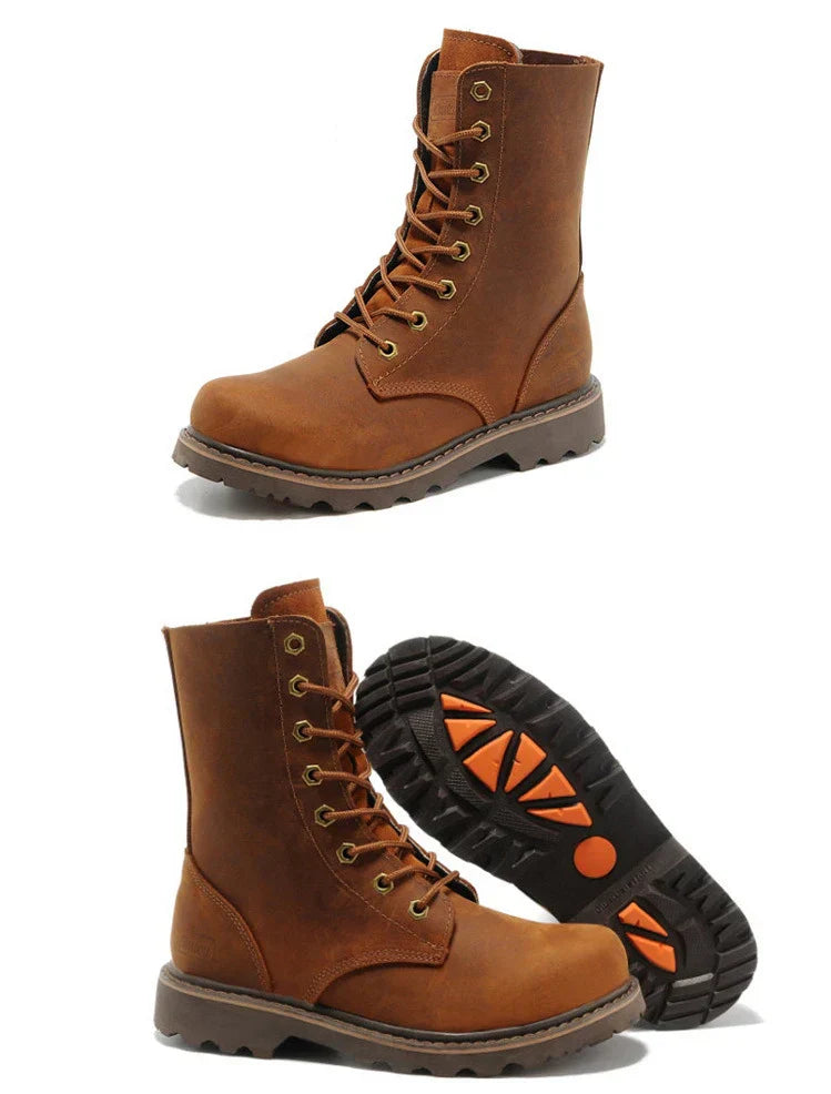 2023 New Outdoors Men Western Boots Vintage Cowboy Boots Male Lightweight Comfort Knight Boots Autumn Winter Shoes Large Size