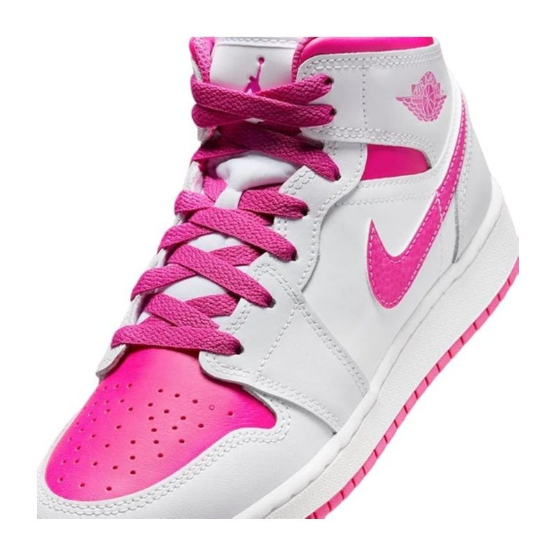 Jordan Air 1 Mid Grade School Iris Whisper/Fire Pink-White